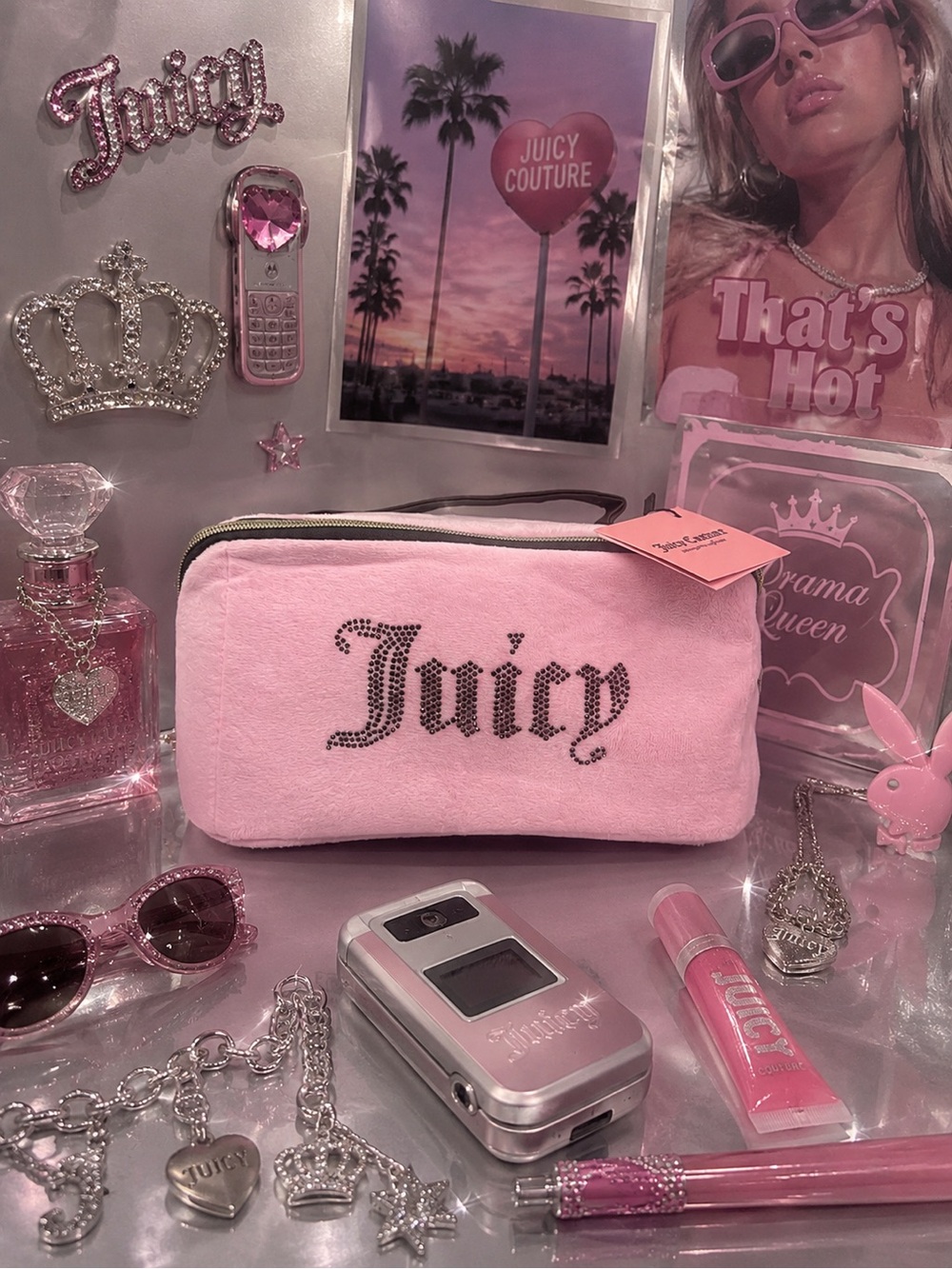 Juicy couture pink velour cosmetics bag